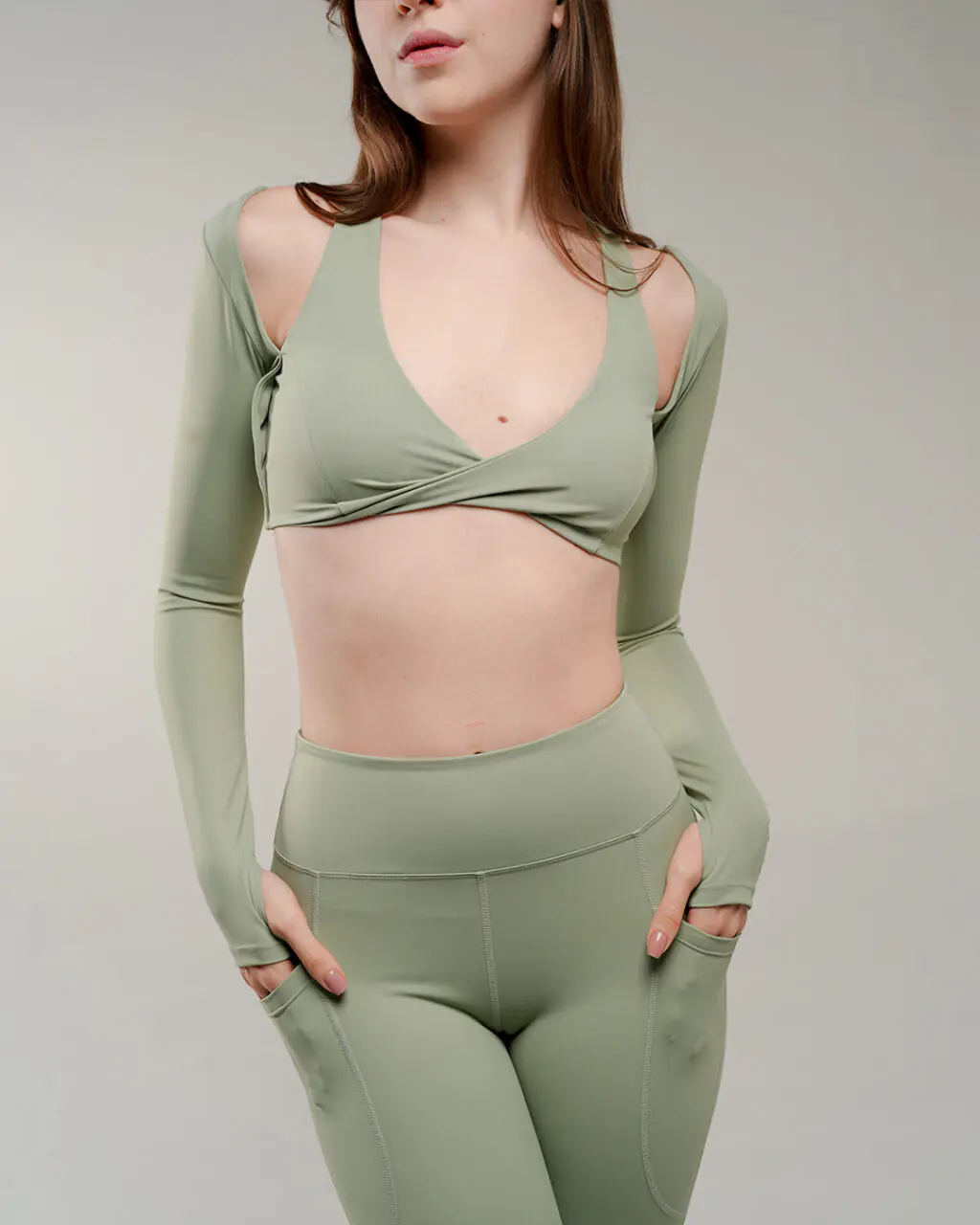 Front of View Cummerband Classic Leggings with two pockets